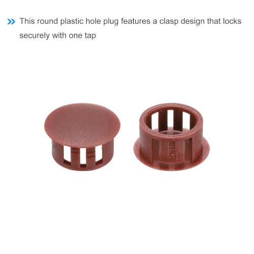 Image of MECCANIXITY 64PCS 17mm(11 /16 inch) Red Brown Plastic Hole Plugs, Flush Type Panel Hole Plugs Insert End Caps for Locking Hole Tubes Furniture Cabinet