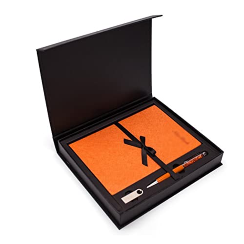 _ Leather Flash Drive Book Pen Set Loose-leaf Notebook Notebook Gift Box Set(A)