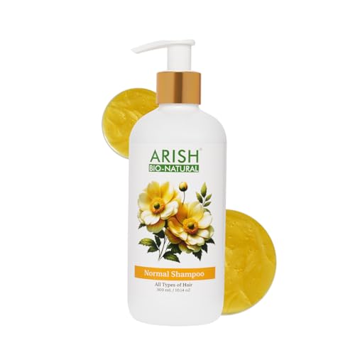 Image of Arish Bio-Natural Normal Shampoo, Gentle Daily Cleansing, Herb & Lemon Formula, Lavender Scent, Yellow, 300 ml