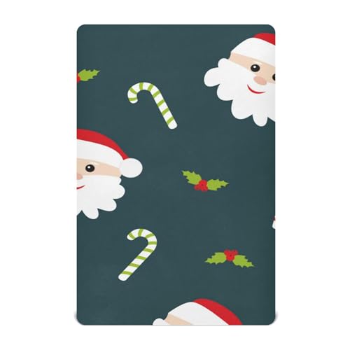 Moudou Christmas Santa Claus Playard Sheet for Boy Girls, Soft Breathable Fitted Toddler Sheet for Standard Playard Bed Mattress, 39 x 27 x 5 Inch