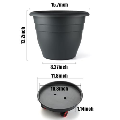 Image of RooTrimmer 3 Pack 16 Inch Rolling Large Plant Pots