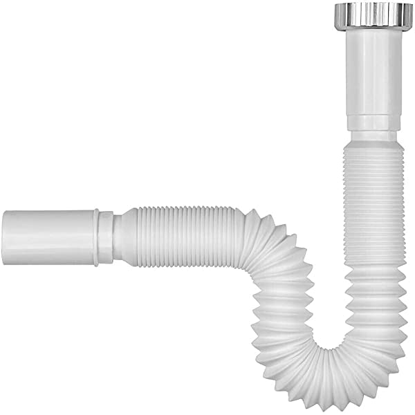 Schläfer 439308 | Sifone Flessibile Universale Adatto a Tutti i Tipi di Lavandino, Lavatoio e Lavabo di Bagno e Cucina, Tubo di Scarico Estensibile e Comprimibile da 1' 1/2, Colore Bianco