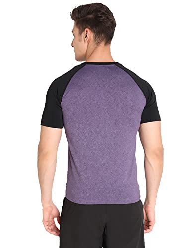Image of CHKOKKO Men's Round Neck Gym T-Shirt Purple Black 3XL
