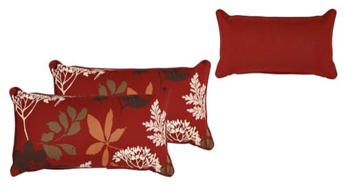BOSSIMA Rectangle Throw Pillows Indoor Outdoor Lumbar Cushions Lounge Chair Seat Posture Corrector Red Foral