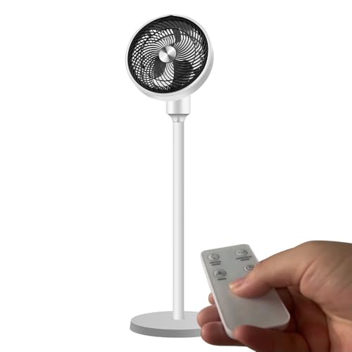 Bilake Ventilador de pie/Ventilador de sobremesa 45W vencejo Blanco, Ventilador Moderno, silencioso, con Mando y Temporizador