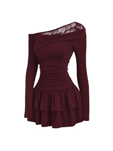 Robe de cocktail chic col bardot et détails dentelle fine - 3