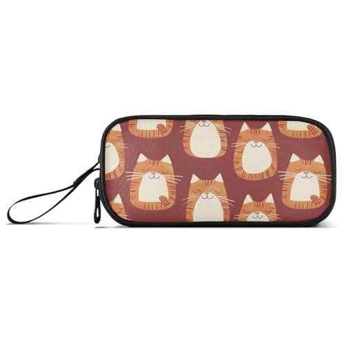 aidingzhi Naranja gato grande minimalismo nylon grande lápiz Bolsas alta capacidad grande lápiz caso escuela papelería para oficina adultos
