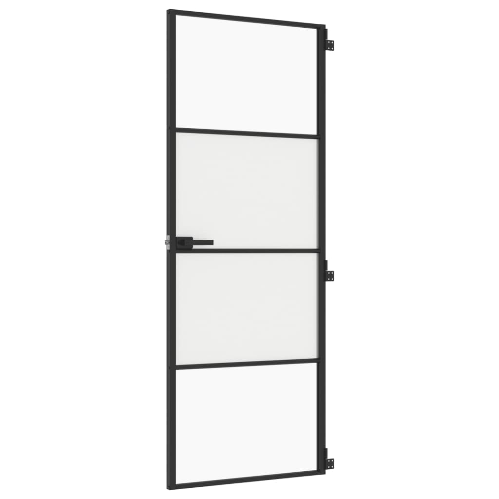 Porta per Interni Nera 76x201,5cm Vetro Temperato e Alluminio,Porta Interna,Porte Da Interno,Porte Interne Casa(SPU:155116)
