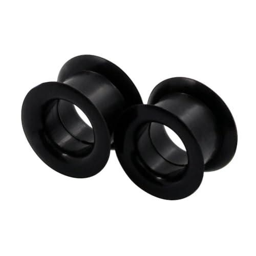 Longbeauty 2er Set Schwarze Silikon Tunnel Plugs Ohr Piercing 12mm Hart Piercing Schmuck