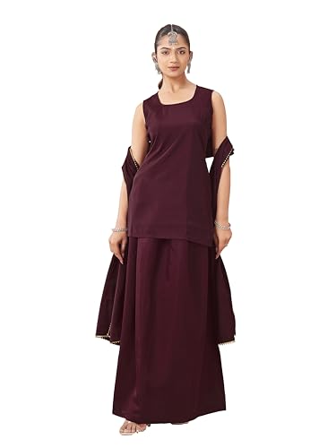 Kurta pour femme marron en taille XL avec sa jupe et dupatta assortis Womanista