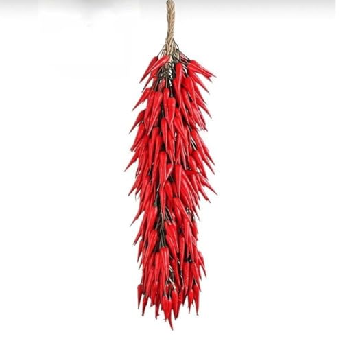 FACAIIO Lot de 10 guirlandes artificielles pour piment rouge, décoration de cuisine, restaurant et café, 55 cm de long, plastique léger, design réaliste