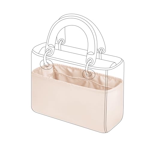DGAZ Silk Purse Organizer Insert For Lady-Dior Micro/Mini/S/M/L bags，Silky Smooth Bag Organizer，Luxury Handbag & Tote Shaper（Craie，M）