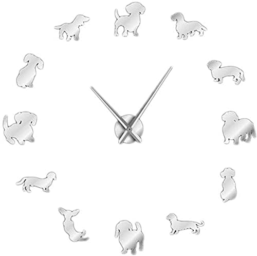 Horloge murale Teckel géante miroir, cadeau idéal pour salon