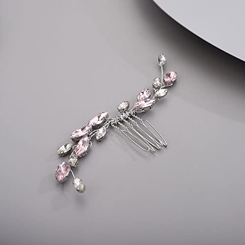 Peine para cabello Rhinestone color rosa 14 cm miniatura 4
