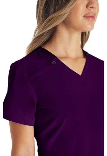 Dickies EDS Essentials Scrubs, V-Neck Womens Tops with Four-Way Stretch and Moisture Wicking DK615, M, Eggplant - image 3