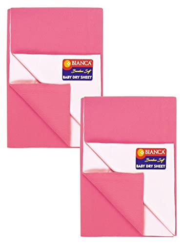 Image of BIANCA Soft Bamboo Baby Dry Sheet, Mattress Protector -2pc Medium (smartdry) | Waterproof & Breathable Anti Bacterial | Baby Dry Sheet & Mattress Protector. Smart Dry-dk.Pink