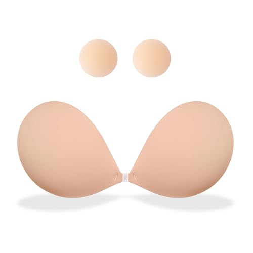 MITALOO 2026 Seamless Sticky Adhesive Bra Invisible Push up Bras Strpless Backless Nipple Cover for Women Nude