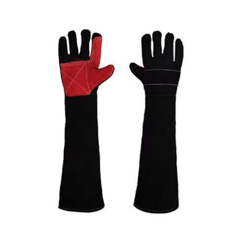 Image of SEHXIM 23.6" Inch Long Sleeves Welding Safety Gloves, Heat Resistant Stove Fire And Barbecue Gloves, Bite Proof Animal Handling(Black)