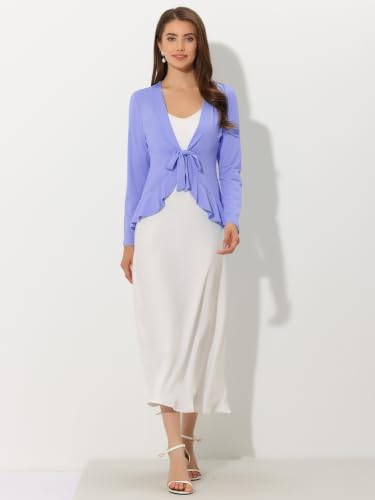 Image of Allegra K Women's Tie Front Cardigan Dressy Casual Cardigan Draped Ruffle Shrugs for Women Dresses