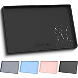 ukeetap Extra Thick Silicone Mat Waterproof with Raised Edge 34' x 22', Under Sink Mat for Kitchen & Bathroom, Kitchen Cabinet Liner, Multi-Purpose for Storage & Protection, Black