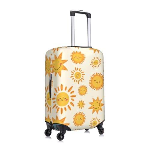 Spandex Travel Luggage Cover Printed Cute Sun Smiling Faces Double-Sided Suitcase Protector Bag,Dust-Proof Anti-Scratch Washable Suitcase Sleeve For Kid Adult,Medium3