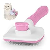 Cat Dog Brush for shedding,Pet Grooming Brush for Cats Dogs Massage,Shedding Brush for Short or Long Hair,Self Cleaning Slicker,Easy to Removes Loose Undercoat, Tangled Hair (pink)