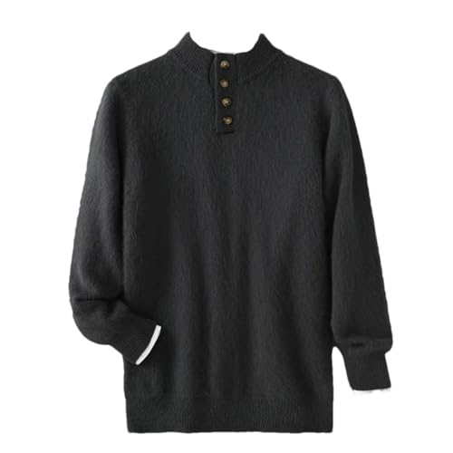 Mens Mock Neck Pullover Sweater Half Breasted Solid Warm Knitted Casual Jumper Tops