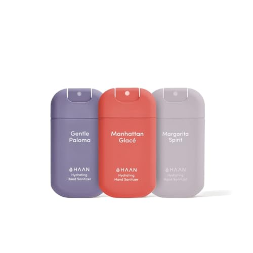 HAAN - Gel Hidroalcohólico Manos- Spray Hidratante Desinfectante Manos con Aloe Vera, Gel Antibacteriano - Hidrata Instantáneamente - Pack de 3 x 30 ml -Aromas Paloma, Manhattan, Margarita