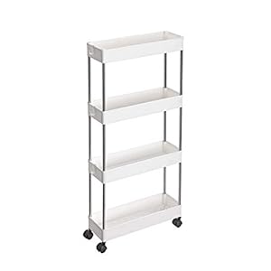 SONGMICS-wagen met 4 etages, keukenwagen, nis-plank op wielen, ruimtebesparend badkamer- en keukenplankje, 40 x 13 x 86…