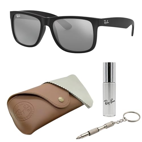 Image of Ray-Ban RB4165 JUSTIN COLOR MIX Square Shaped Sunglasses for Men with Official RAYBAN Eyewear Kit