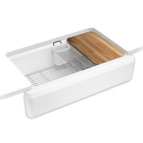 Kohler 24564-0 Riverby® 35-3/4' undermount single-bowl farmhouse workstation kitchen sink, White