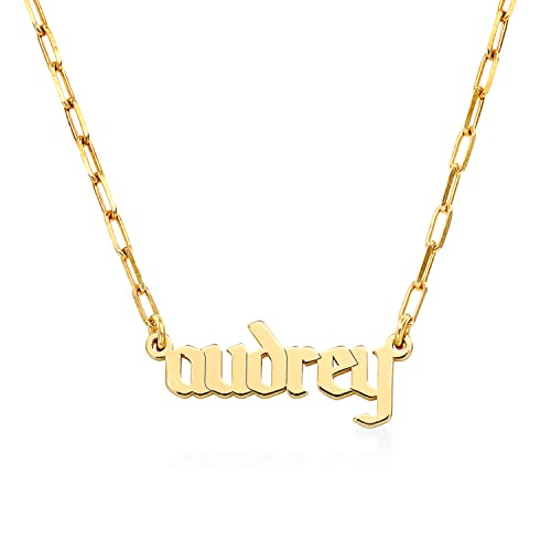 OAK & LUNA - Alanis Paperclip Link Chain Name Necklace - Custom Personalized Dainty Name Jewelry - Sterling Silver/Gold Plated/Vermeil - Gift for Women, Girlfriend, Mother