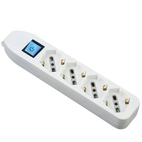 Electraline 82069 Multipresa Senza Cavo, 4 Prese Universali, Bianco