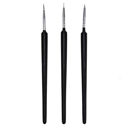 WYN 3Pcs Black Paint Brush Fine Hand Painted Thin Hook Line Pen Nylon Hair Brush For Watercoolor oil Painting School Supply,Black