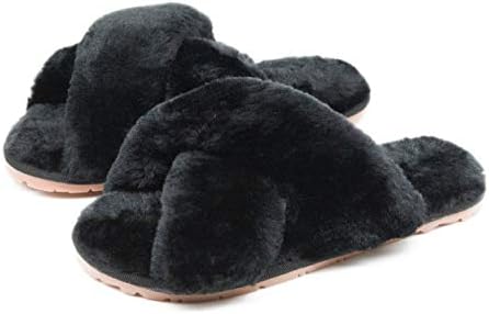 Crazy Lady Women's Fuzzy Fluffy House Slippers Cute Plush Memory ...