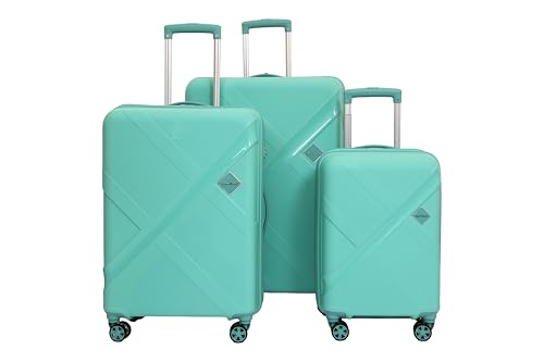 Image of American Tourister Kamiliant -8 Wheel, 3PC Set (Small + Medium + Large) Hard PP Suitcase for Travel /Trolley Bag for Travel /Travel Bag with TSA Lock & Smooth Sliding Double Wheel (Mint Aqua)