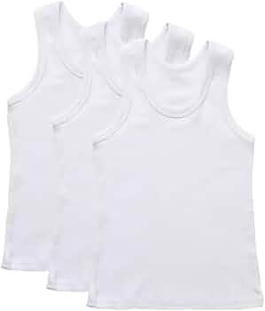 HAJRA® 3 Pack Girls Tank Tops 100% Cotton White Sleeveless Tank Tops