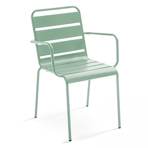 Oviala Fauteuil de Jardin en métal Vert Sauge - Palavas