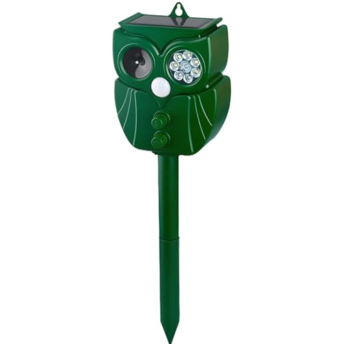 yeeplant Repelente ultrasónico de animales para exteriores con sensor de movimiento, carga solar y USB, 8 luces LED, ajustes de frecuencia ajustables