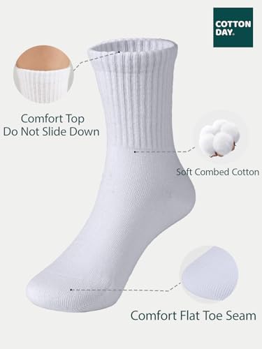 Image of COTTON DAY Unisex School Kids Boys Girls Soft Combed Cotton Athletic Socks
