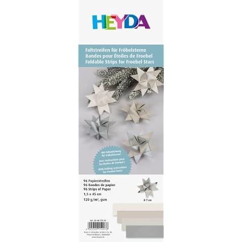 Heyda Folding Strip Set for Froebel Stars 1.5 x 45 cm Silver Cover