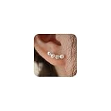 [Mideeo] ピアス レディース パール クリスタルパール ライン スタッドピアス サージカルステンレス