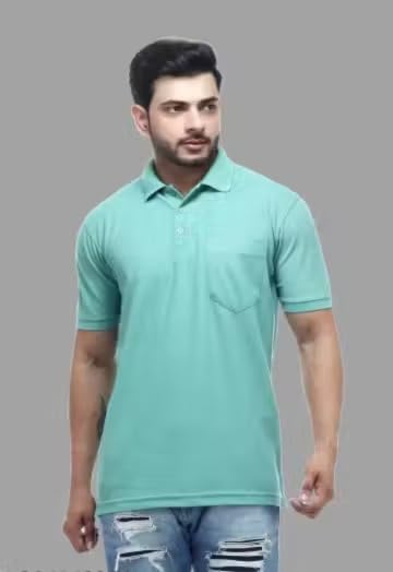 Image of Men's Polo T-Shirt, Grey, Short Sleeve, Casual Style with Chest Pocket