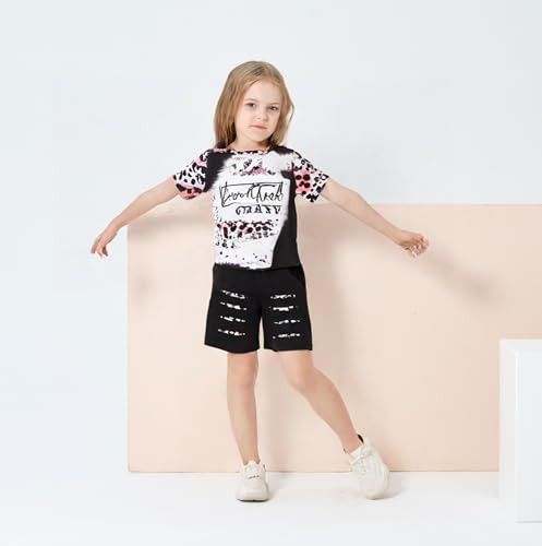 Kid Toddler Baby Girls Clothes Colorblock Print Short Sleeve T-Shirt Summer Shorts Set2