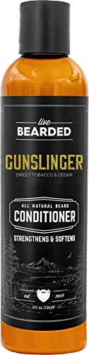 Live Bearded: Beard Conditioner - Gunslinger - Facial Hair Conditioner - 8 oz. - Strengthens and Softens - All-Natural Ingredients with Biotin, Coconut Oil, Argan Oil, and Caffeine - Made in the USA