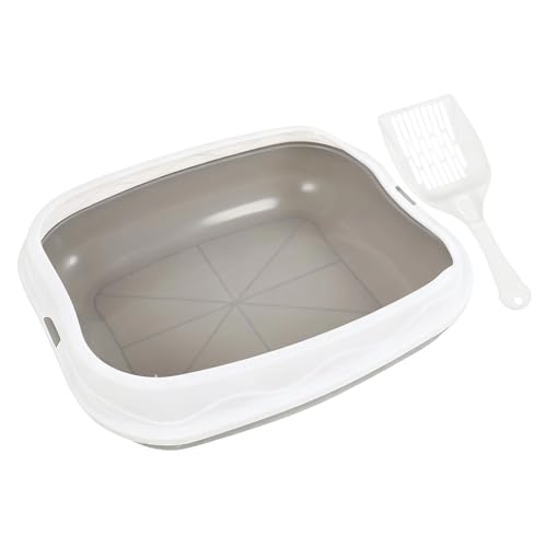 Arena para Gatos semicerrada, Apta para neutralizar olores, Hecha de Materiales Transpirables y fácil de observar. (Grey, A)