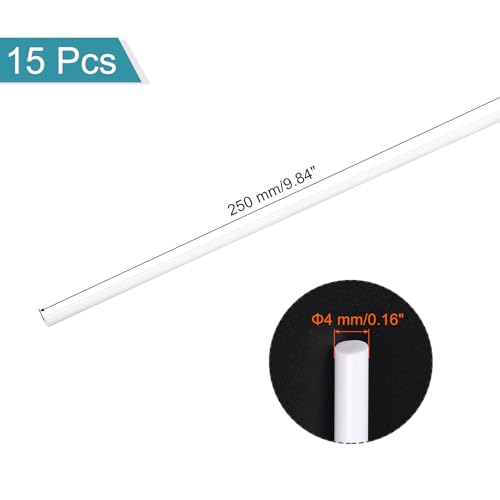 Image of MECCANIXITY ABS Plastic Rod Round Solid Bar 4 mm x 250 mm White for DIY Model Material, Architectural Model Making, DIY Sand Table, Pack of 15 Pcs