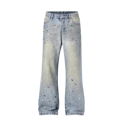 Men's Vintage Gemstone Baggy Jeans, Straight Loose Ropa Hombre, High Street Washed Casual Denim2