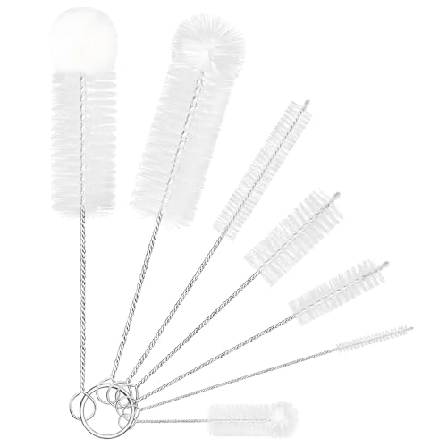 YUNGMAX Long Bottle Cleaner Brush and Straw Cleaner Brush Set, 7PCS Flexible Small Cleaning Brushes for Water Bottles Glasses Kettle Spout Lid Pipe