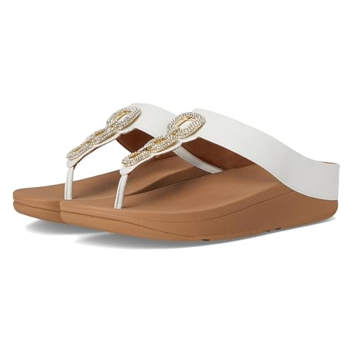 Image of FitFlop Women's Fino Crystal-Chain Leather Toe-Post Sandal